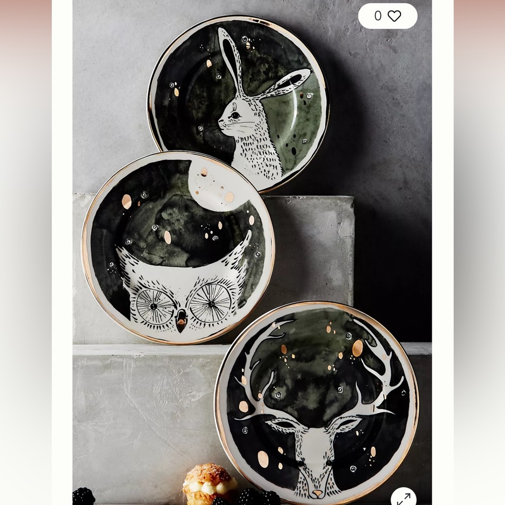 Anthropologie Moonlit Forest Dessert Plates